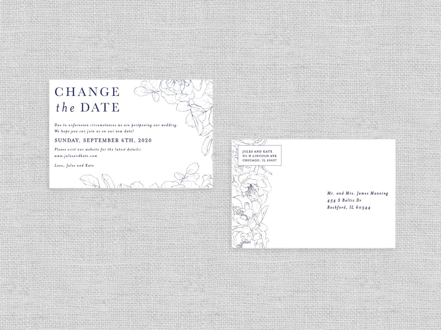 Floral Border Change the Date Postcard — Paper Girl Creative